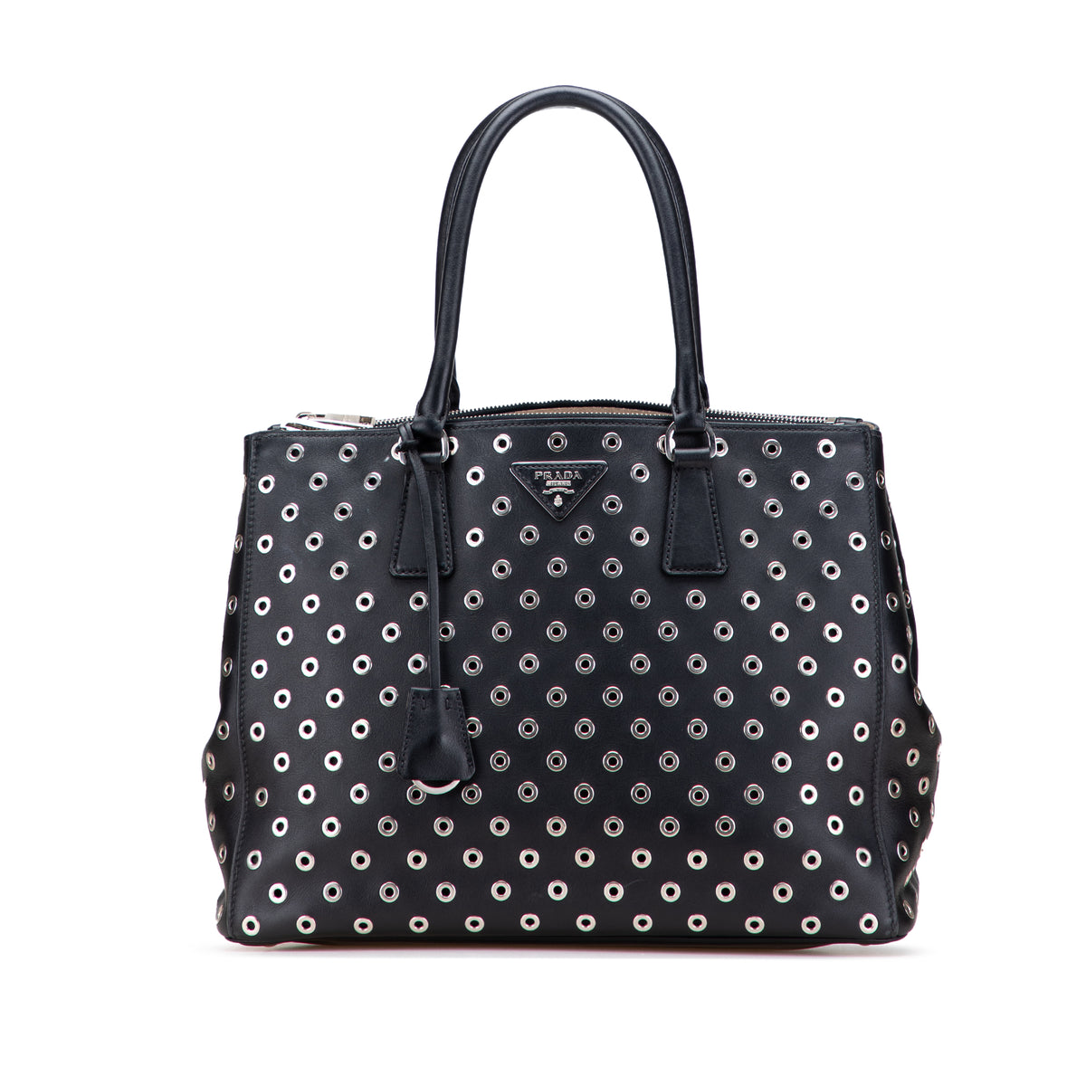 Large City Calf Grommet Galleria Double Zip Tote