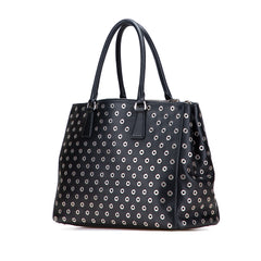 Large City Calf Grommet Galleria Double Zip Tote