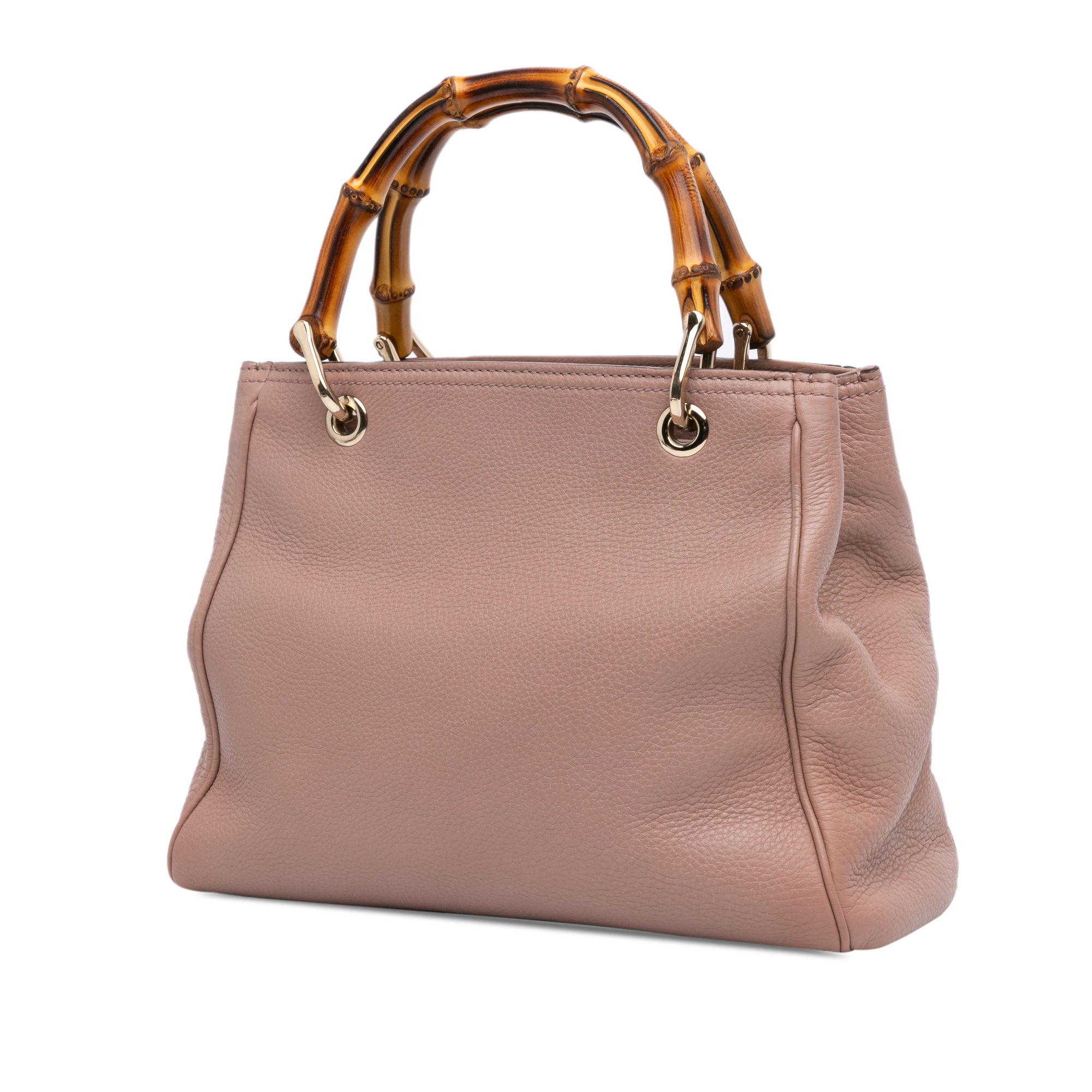 Small Calfskin Bamboo Shopper Satchel