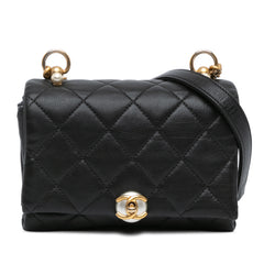 Quilted Calfskin Pearl CC Accordion Flap