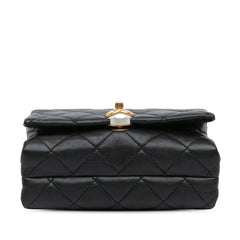 Quilted Calfskin Pearl CC Accordion Flap