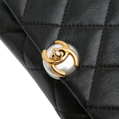 Quilted Calfskin Pearl CC Accordion Flap