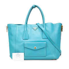 Vitello Daino Side Zip Twin Pocket Open Convertible Tote
