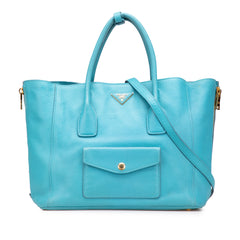 Vitello Daino Side Zip Twin Pocket Open Convertible Tote
