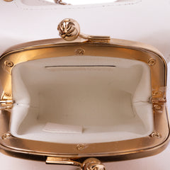 Mini CC Quilted Lambskin Kiss Lock Frame Top Handle Clutch with Chain
