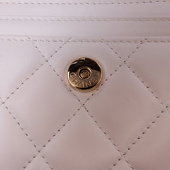 Mini CC Quilted Lambskin Kiss Lock Frame Top Handle Clutch with Chain