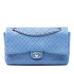Jumbo Quilted Caviar Double Compartment Chain Flap