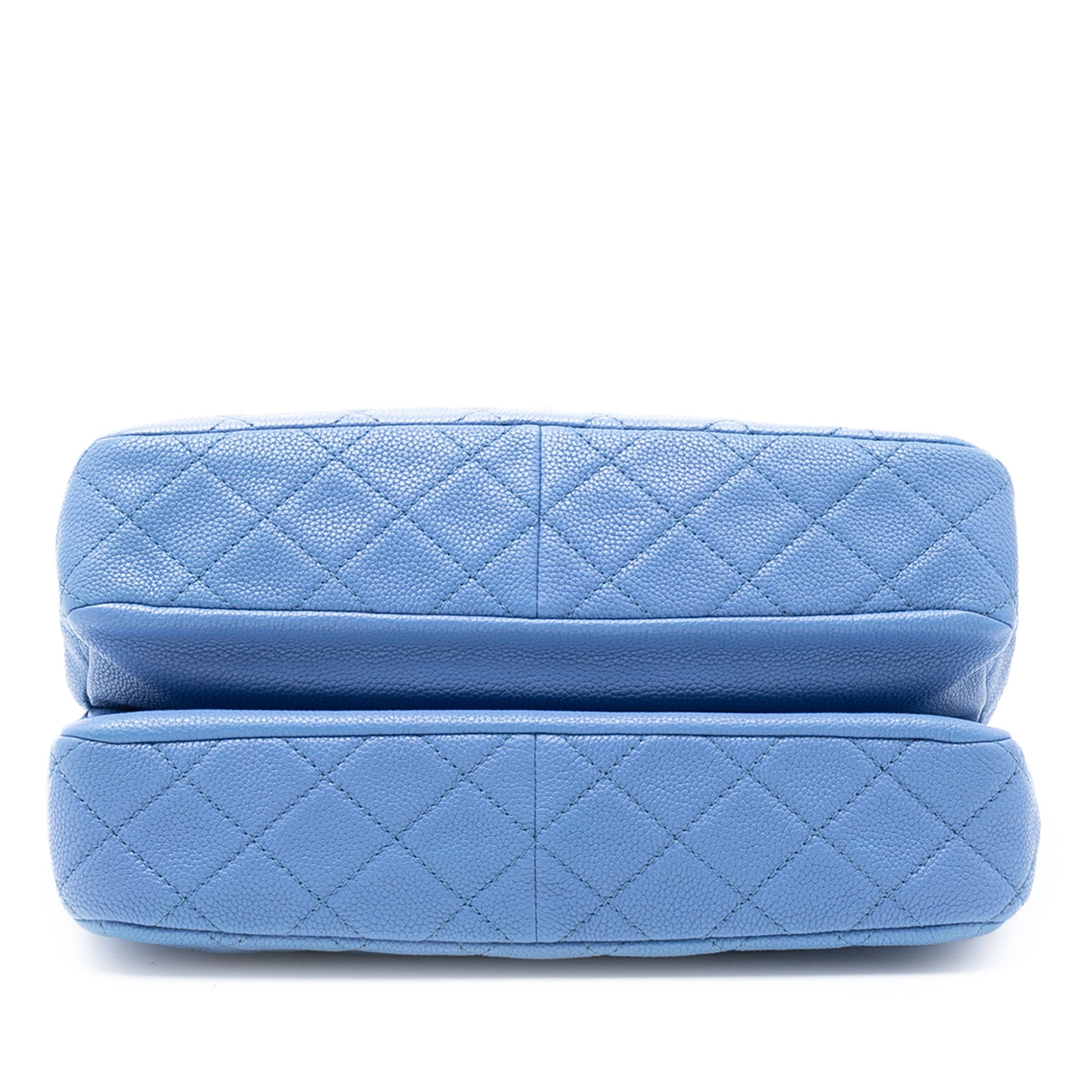 Jumbo Quilted Caviar Double Compartment Chain Flap