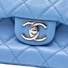 Jumbo Quilted Caviar Double Compartment Chain Flap