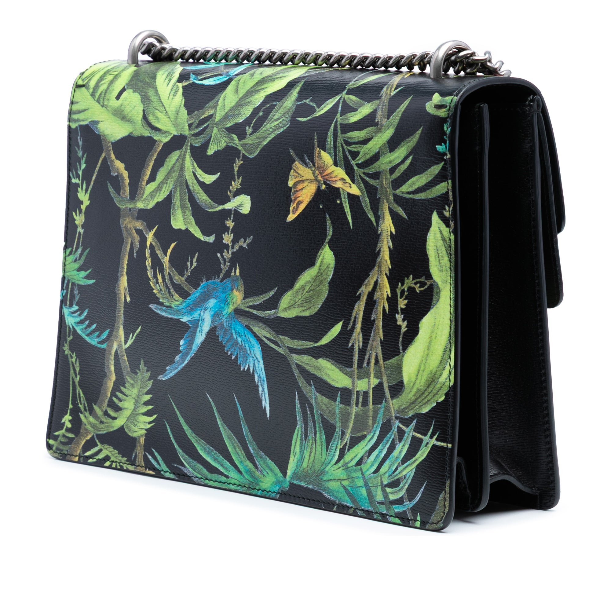 Medium Leather Tropical Print Dionysus Shoulder Bag