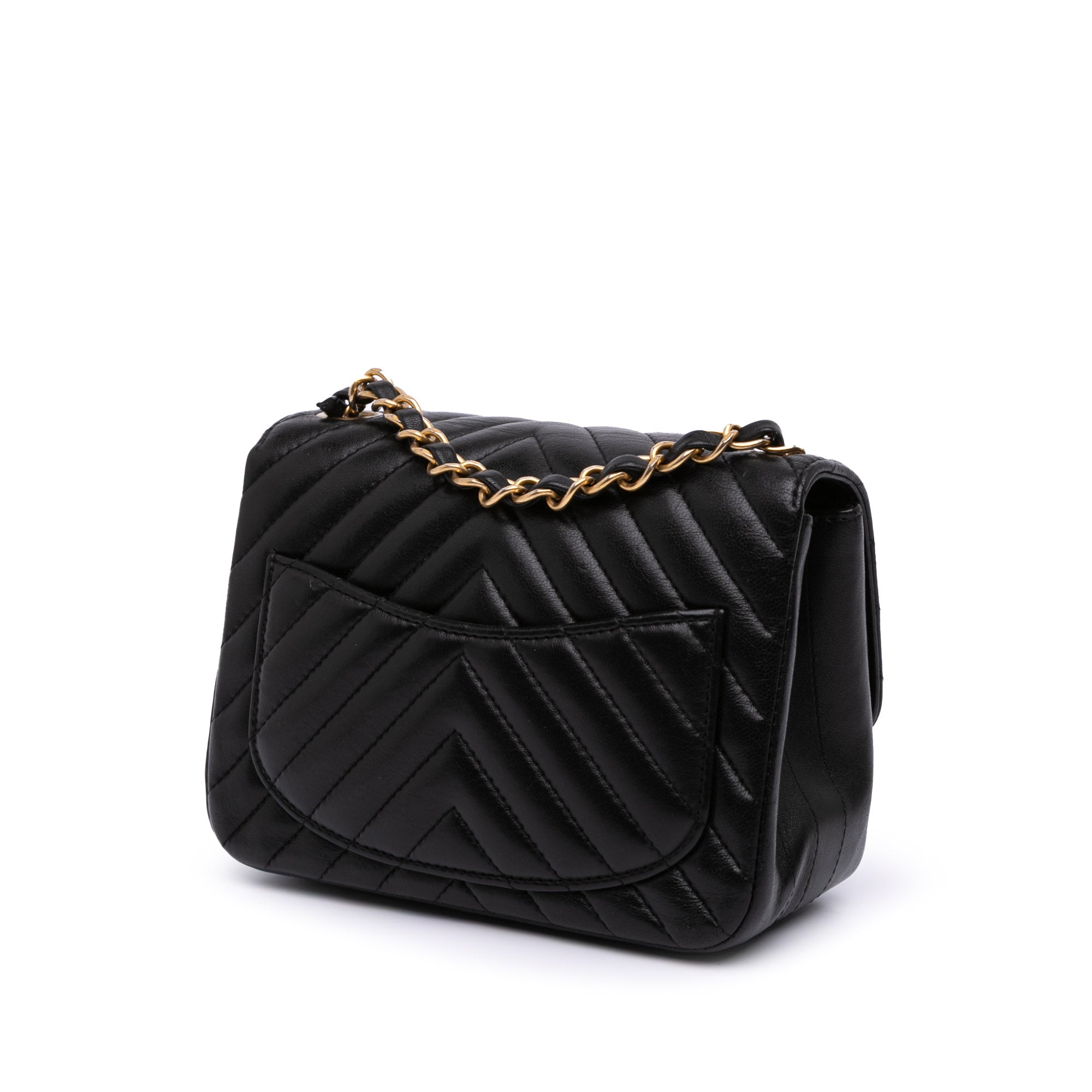 Mini Square Classic Chevron Lambskin Single Flap