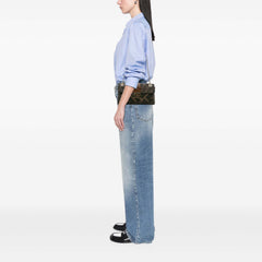 Zucca Canvas and Leather Chain Maxi Baguette