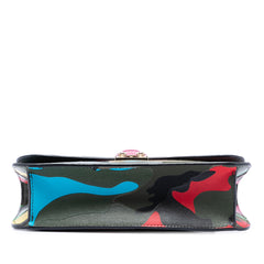 Medium Nappa and Canvas Camouflage Rockstud Glam Lock Crossbody