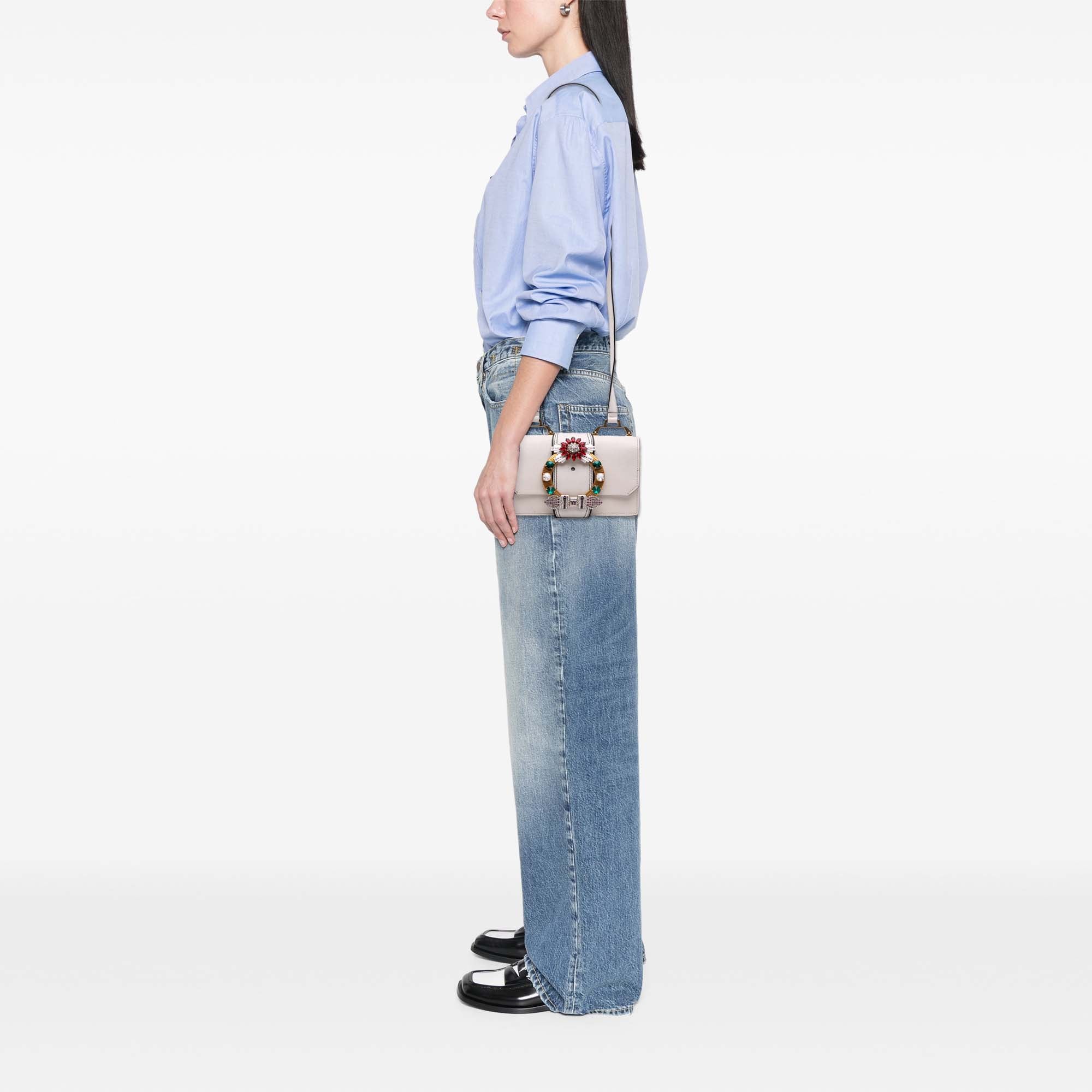 Goatskin Madras Soft Calf Crystal Embellished Crossbody