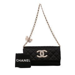 CC Quilted Satin Butterfly Chain Clutch