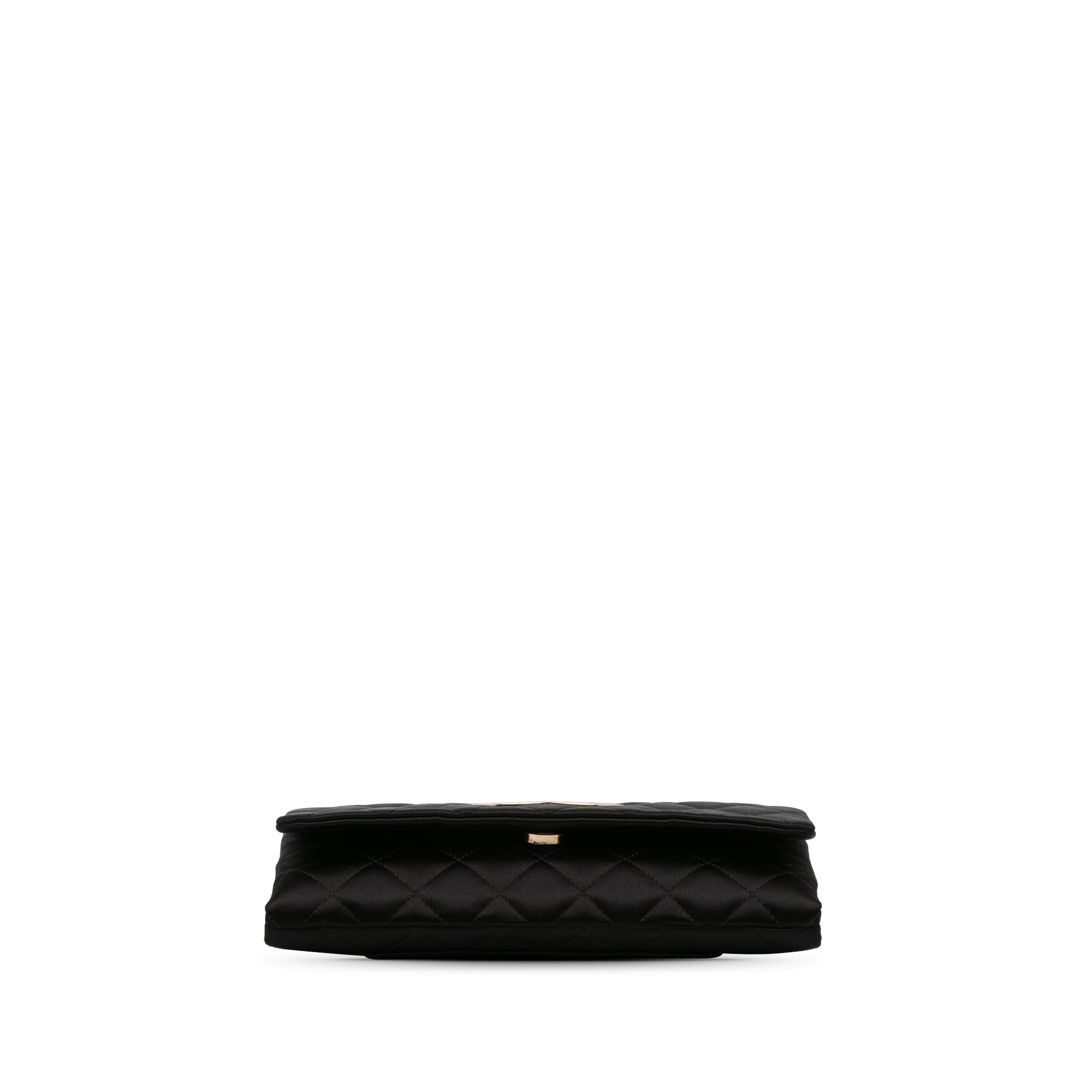 CC Quilted Satin Butterfly Chain Clutch