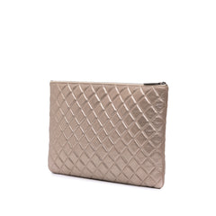 Large Quilted Metallic Lambskin O Case Clutch