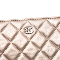 Large Quilted Metallic Lambskin O Case Clutch