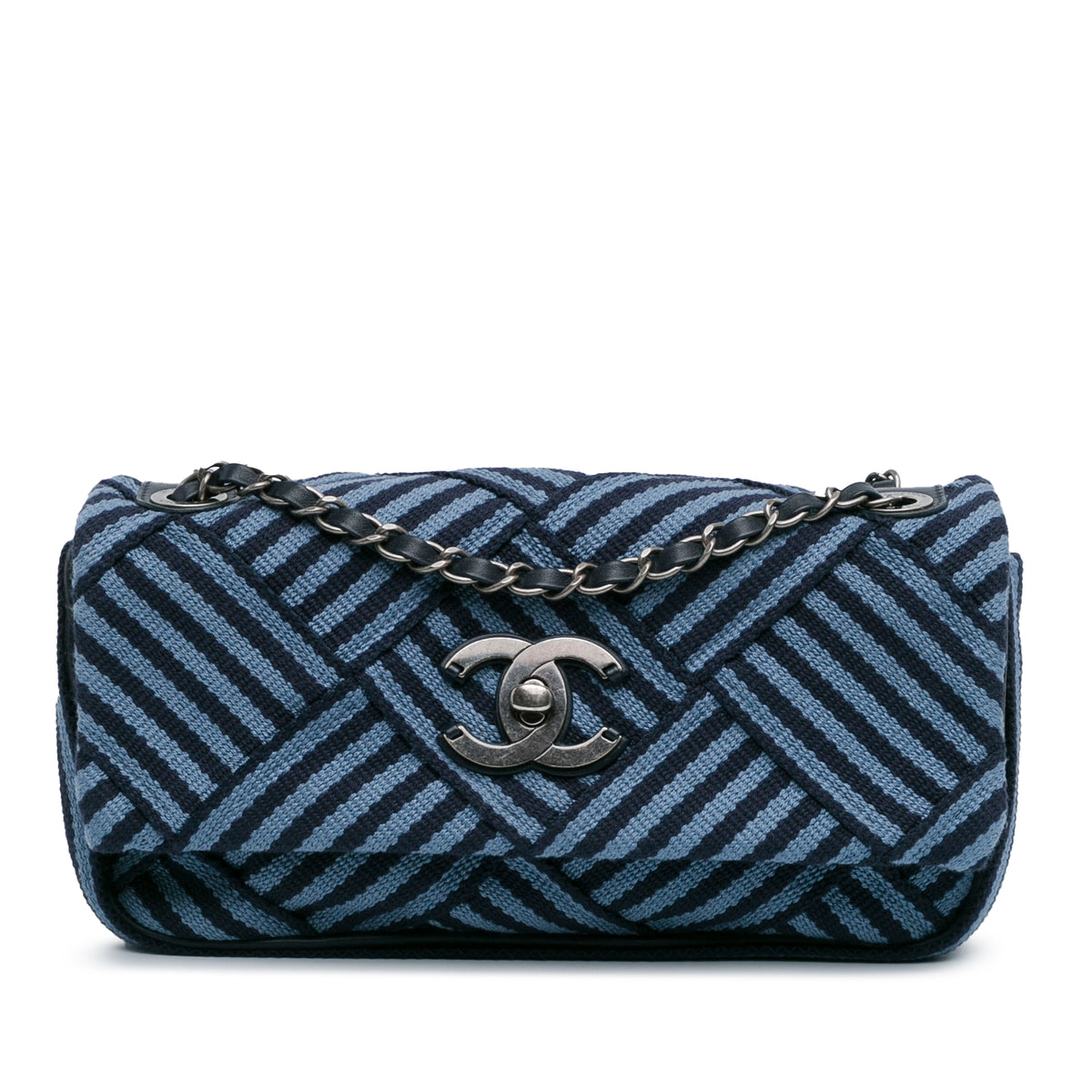 Canvas Stripe Flap Bag