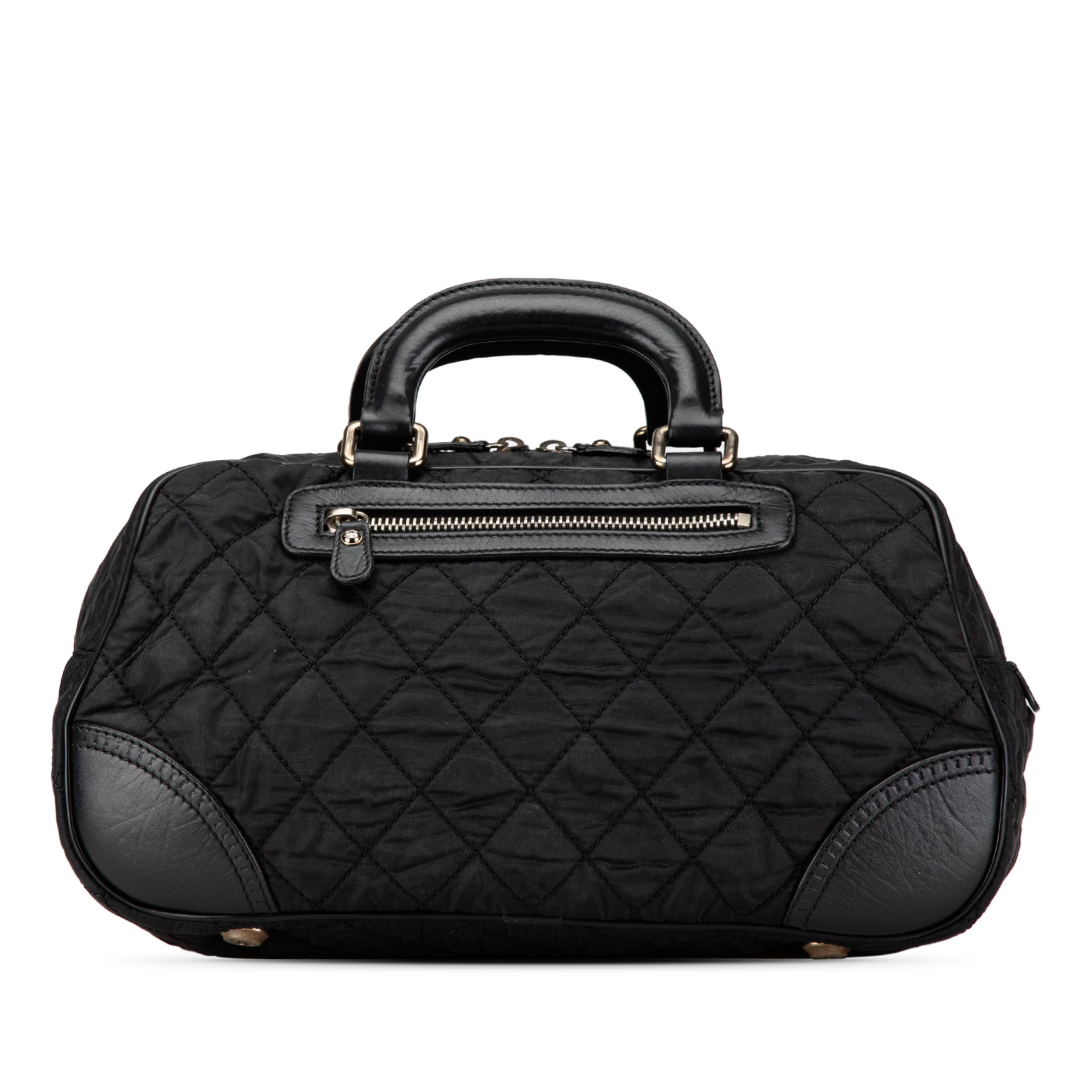 Paris New York Quilted Nylon Duffle Handbag