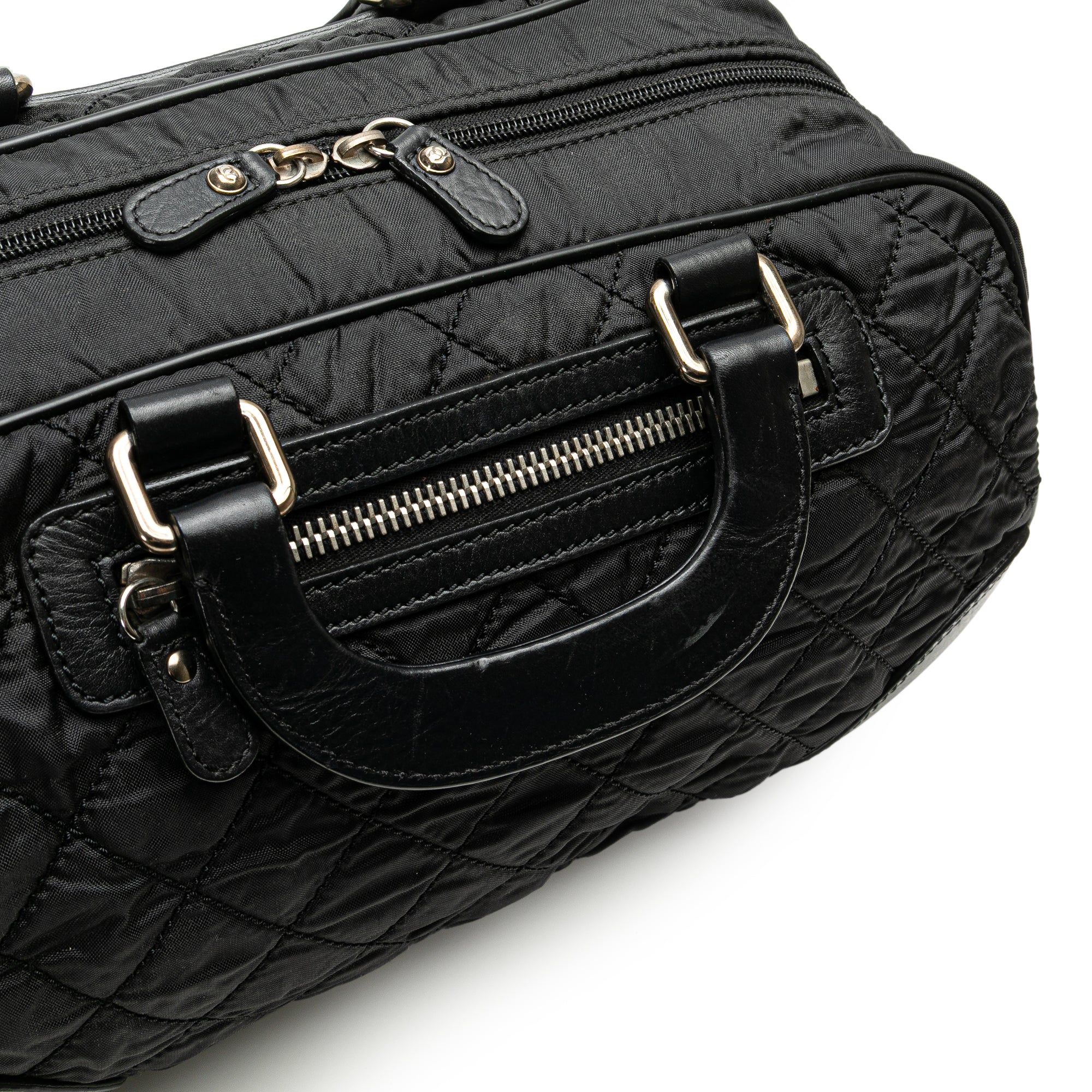 Paris New York Quilted Nylon Duffle Handbag