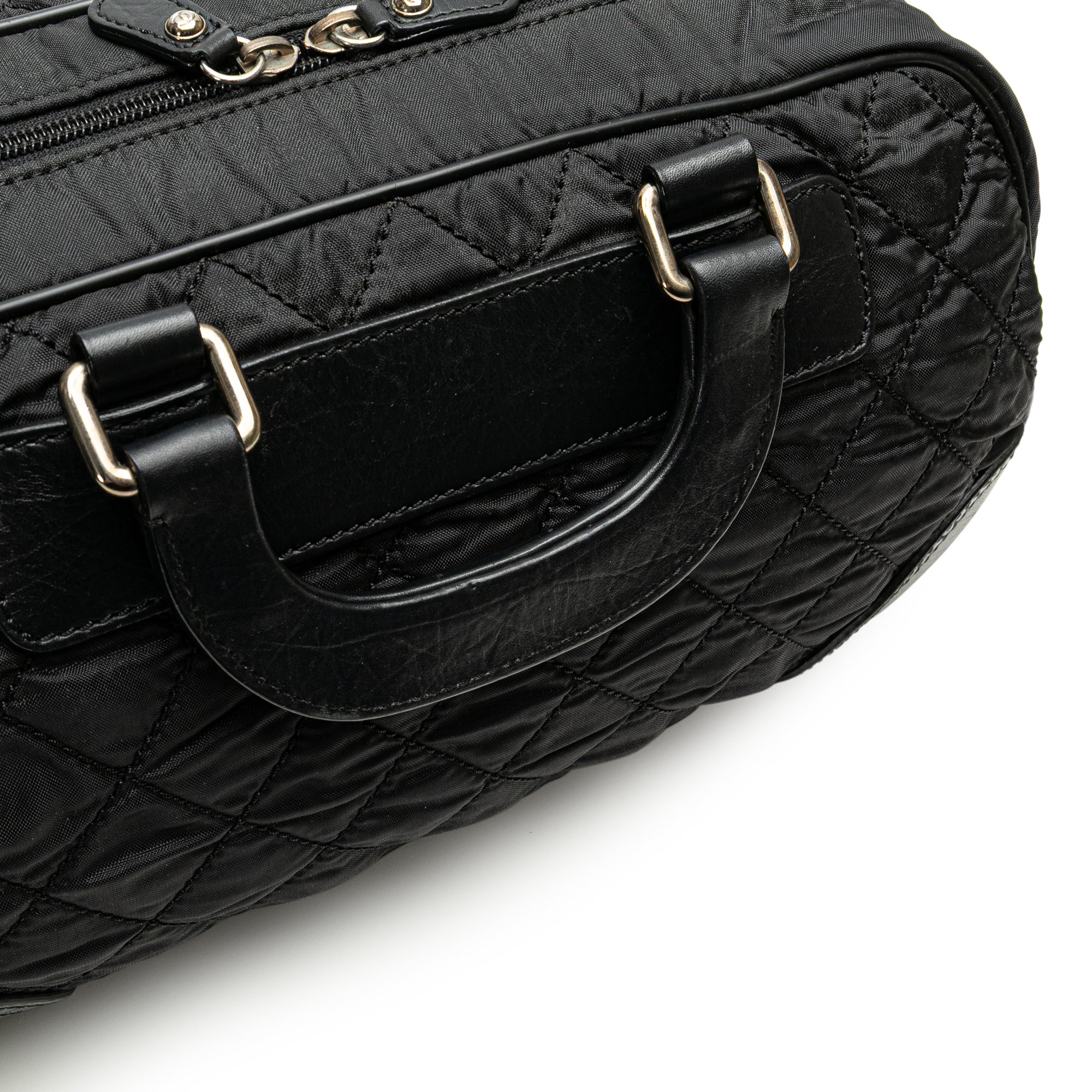 Paris New York Quilted Nylon Duffle Handbag