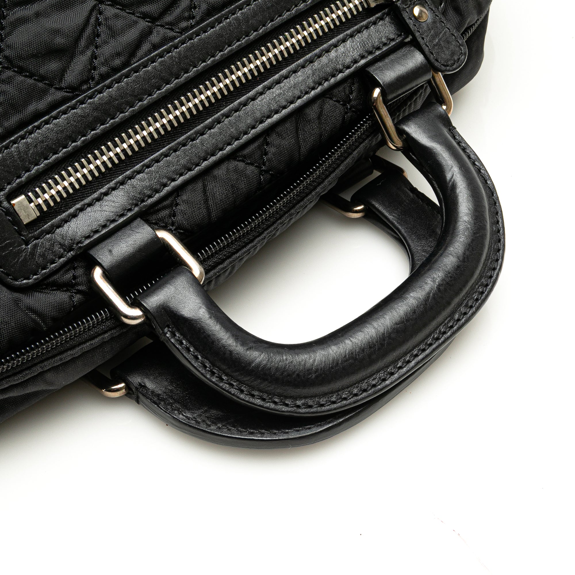 Paris New York Quilted Nylon Duffle Handbag