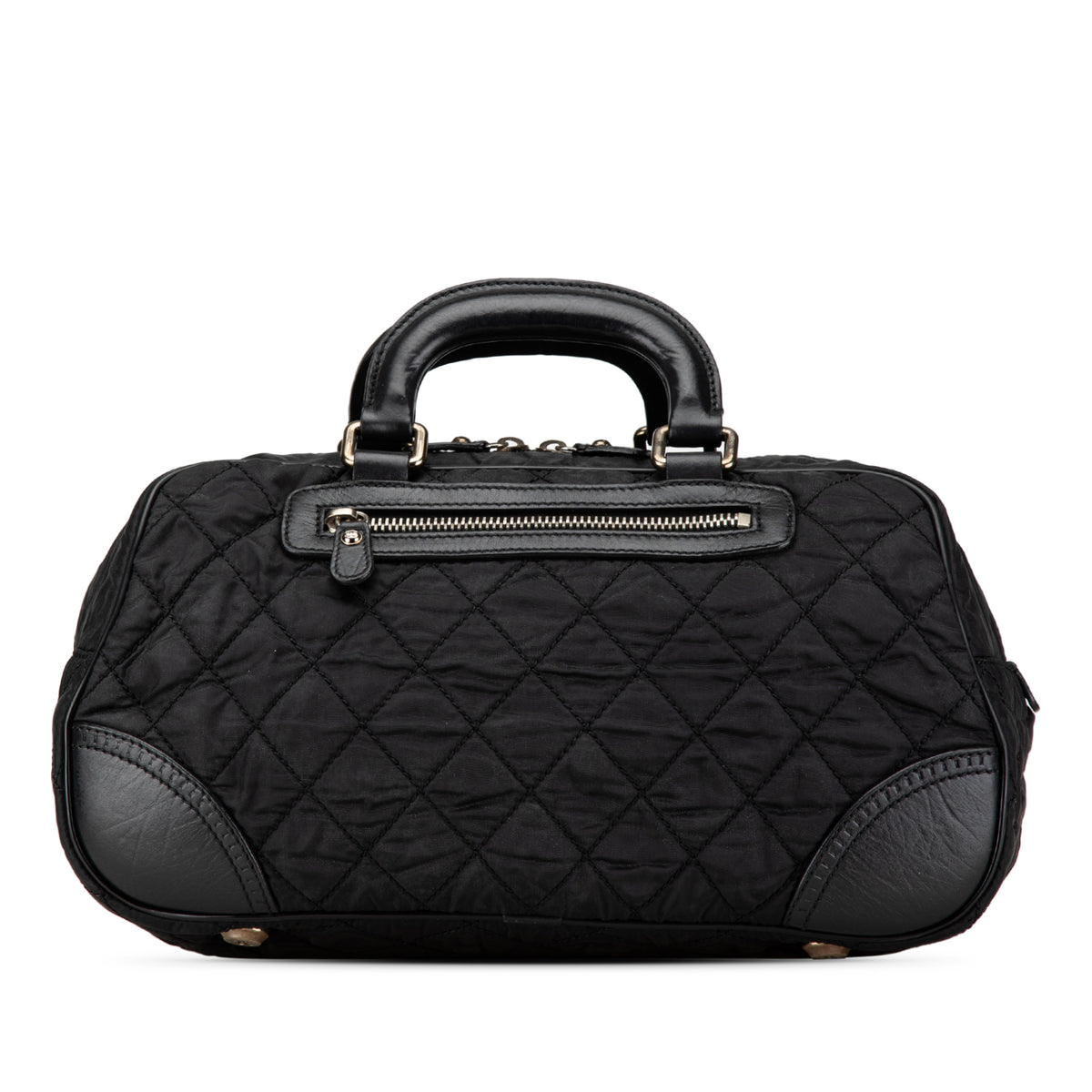 Paris New York Quilted Nylon Duffle Handbag