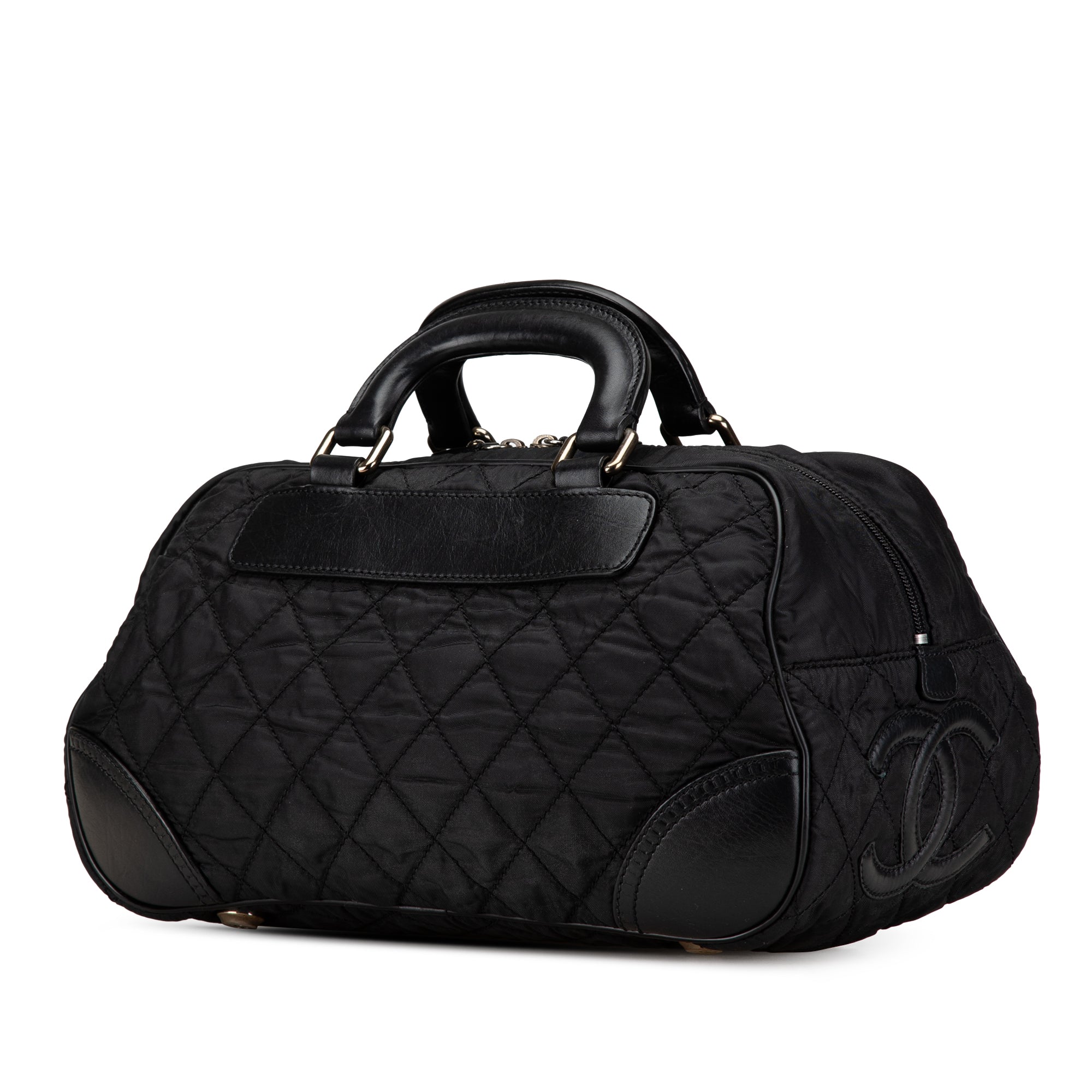 Paris New York Quilted Nylon Duffle Handbag