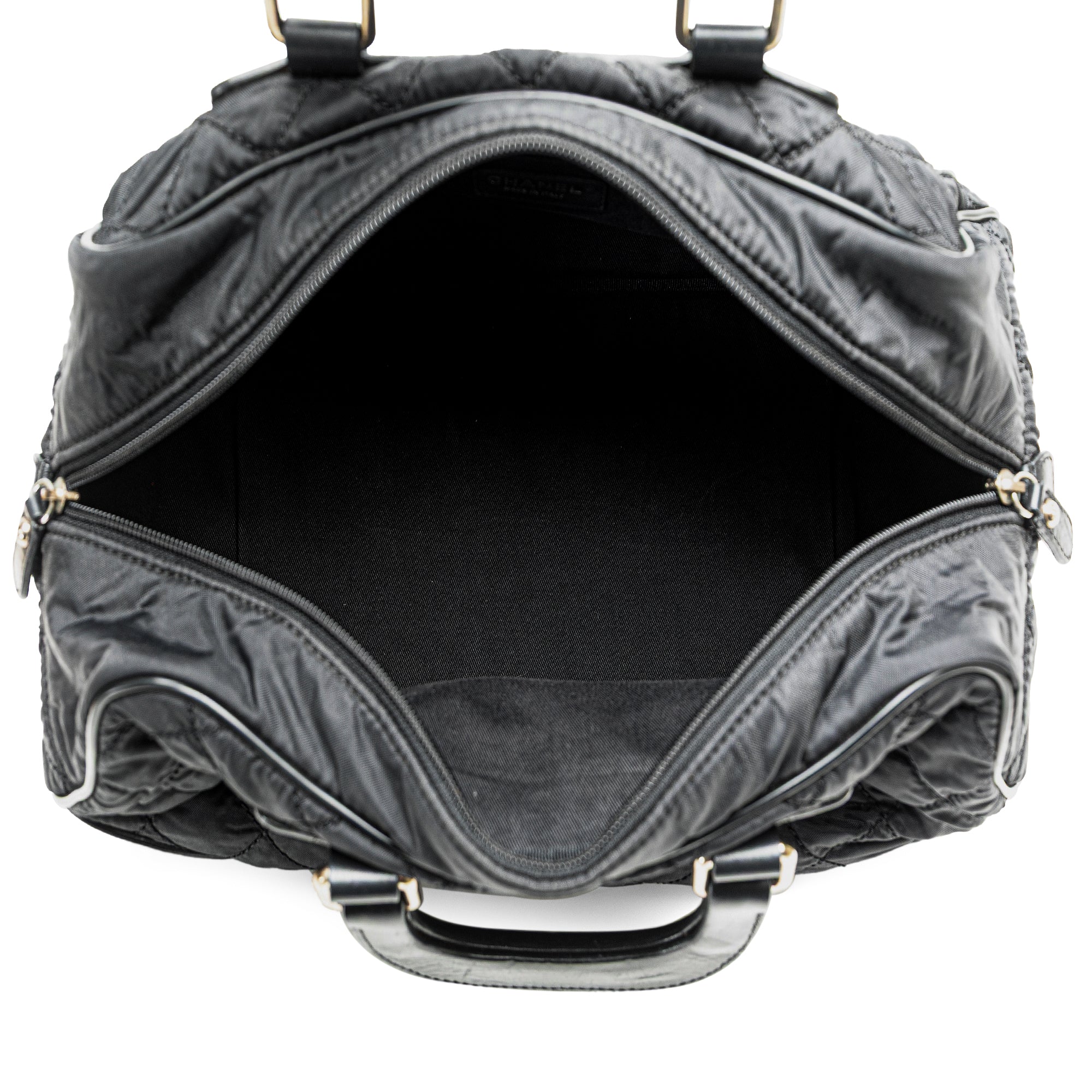 Paris New York Quilted Nylon Duffle Handbag