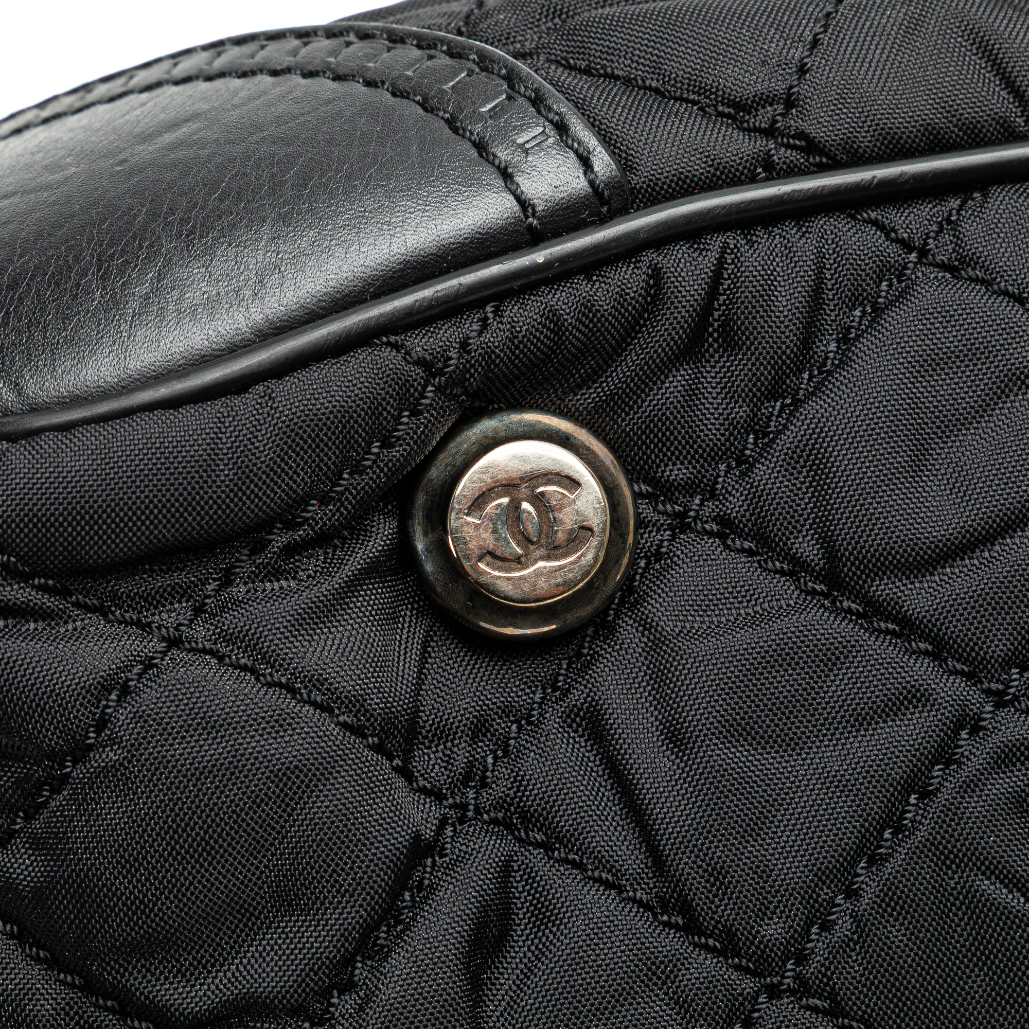 Paris New York Quilted Nylon Duffle Handbag
