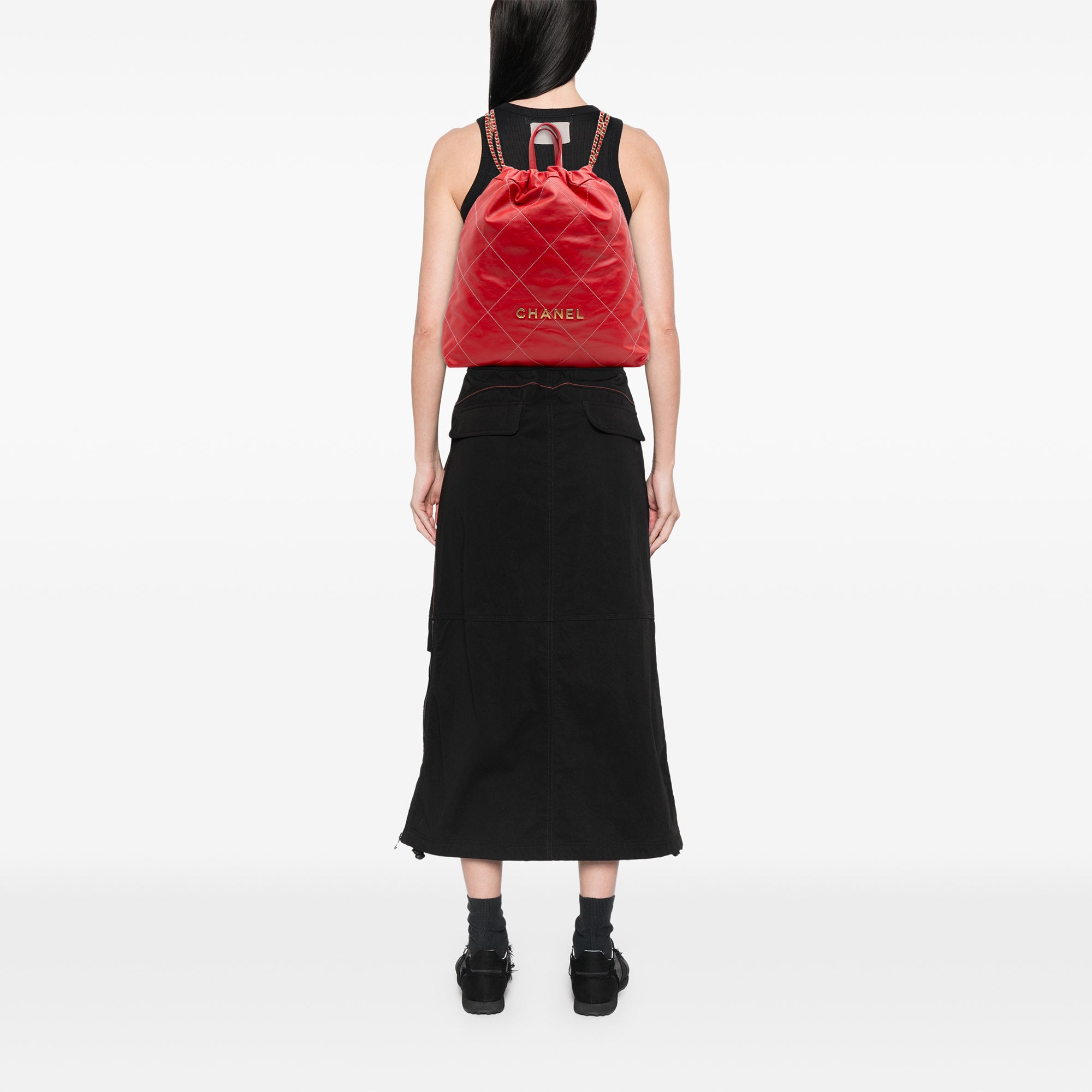 Large Shiny Quilted Calfskin 22 Backpack