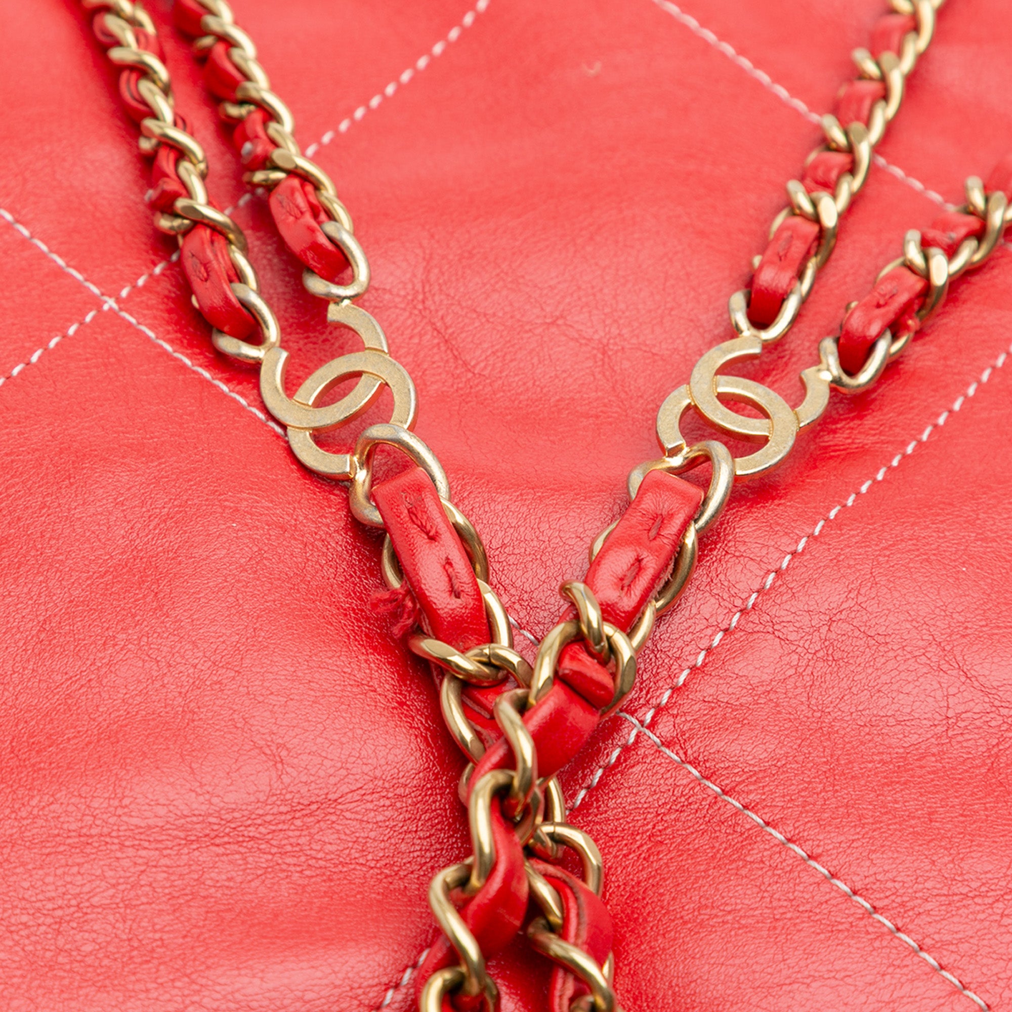 Large Shiny Quilted Calfskin 22 Backpack