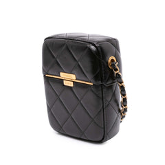 Mini Quilted Lambskin Diamond Lock Phone Holder