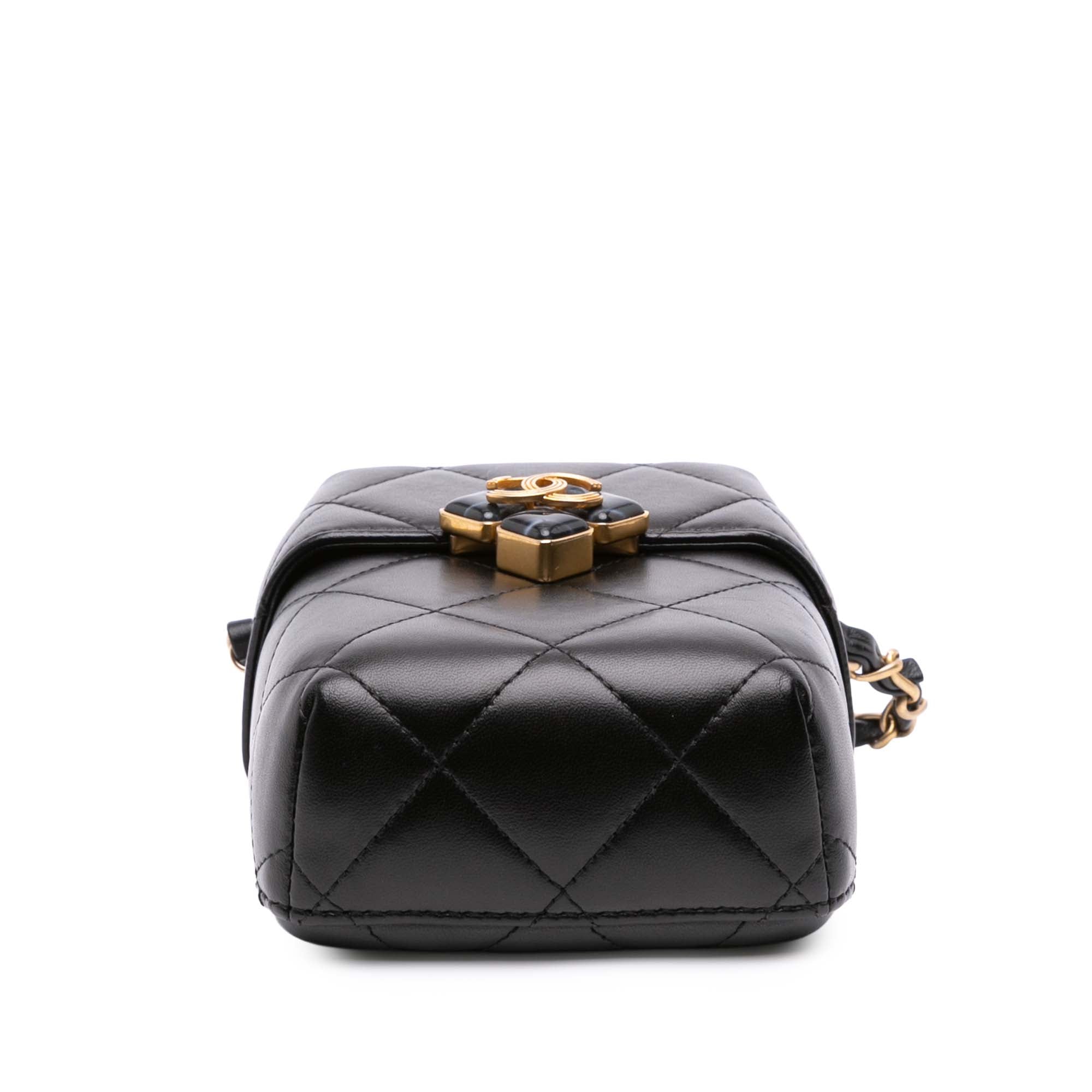 Mini Quilted Lambskin Diamond Lock Phone Holder