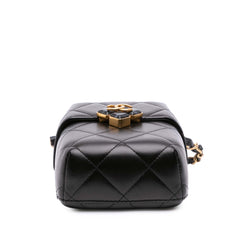 Mini Quilted Lambskin Diamond Lock Phone Holder