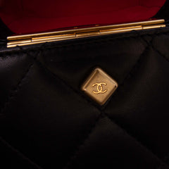 Mini Quilted Lambskin Diamond Lock Phone Holder