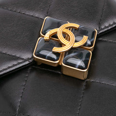 Mini Quilted Lambskin Diamond Lock Phone Holder
