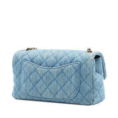 Mini Rectangular Classic Denim Pearl Crush Single Flap