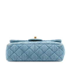 Mini Rectangular Classic Denim Pearl Crush Single Flap