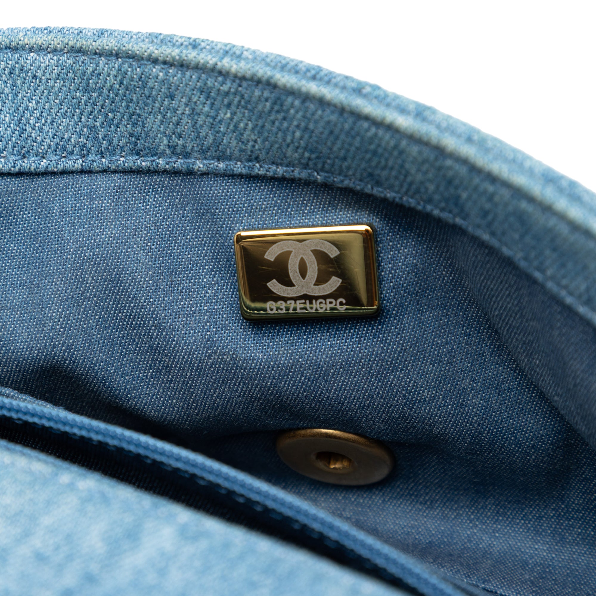 Mini Rectangular Classic Denim Pearl Crush Single Flap