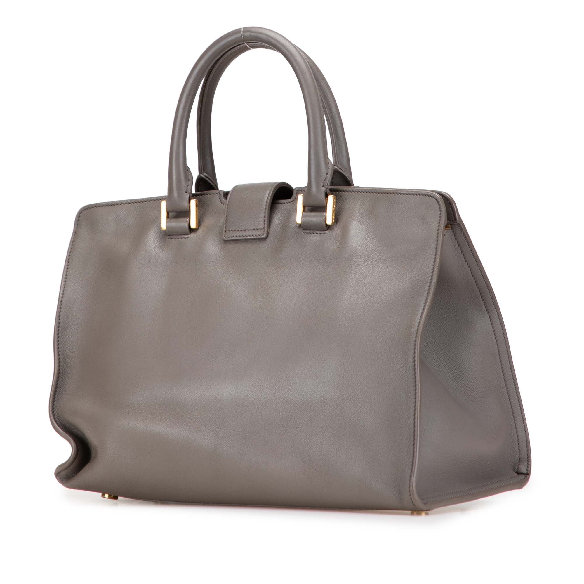 Small Leather Monogram Cabas Satchel