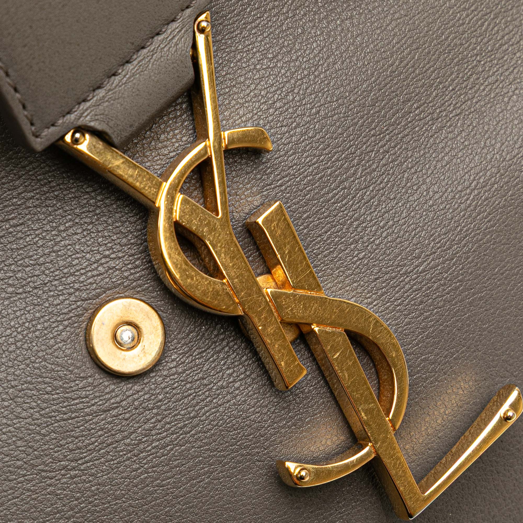 Small Leather Monogram Cabas Satchel