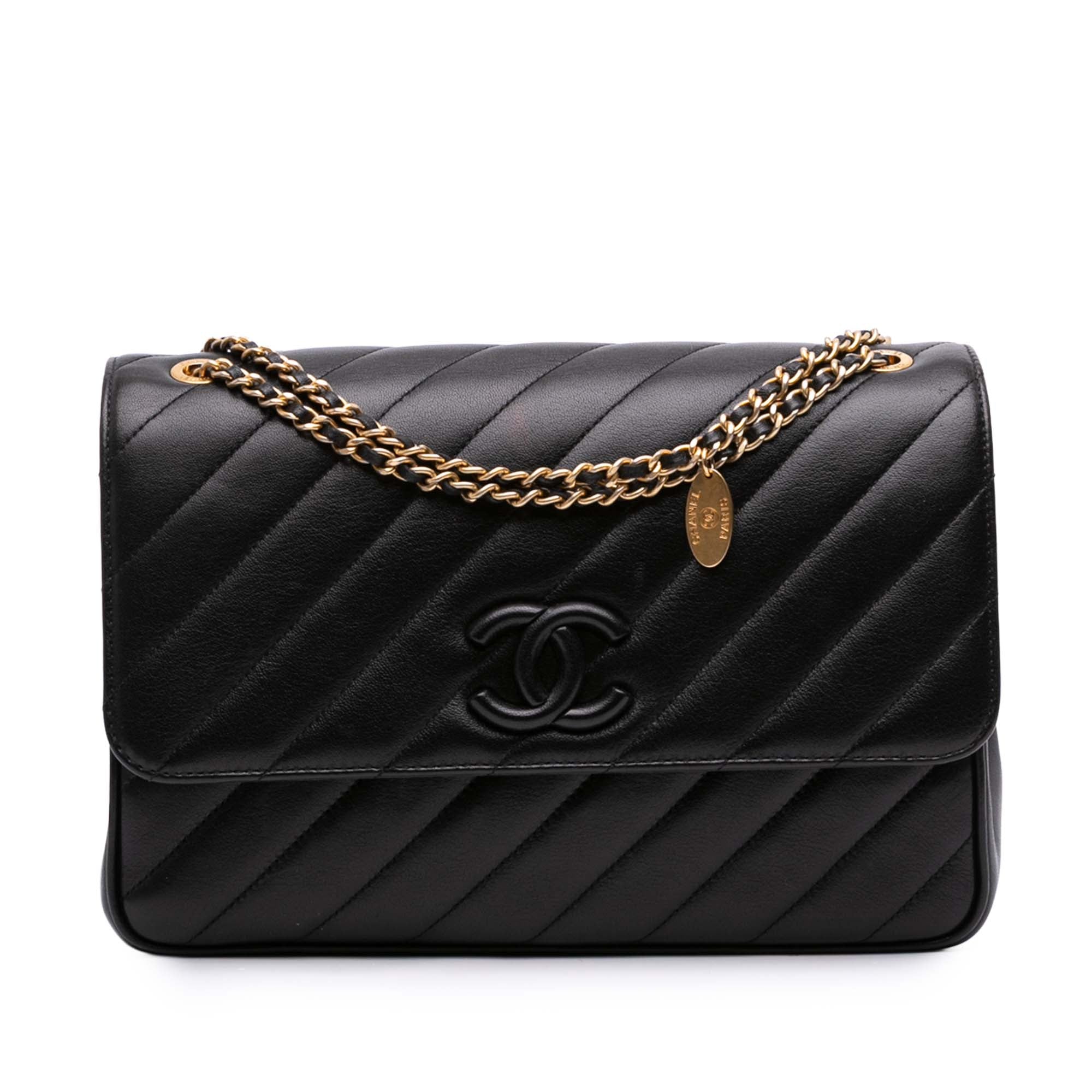 Diagonal Quilted Lambskin CC Signature Flap
