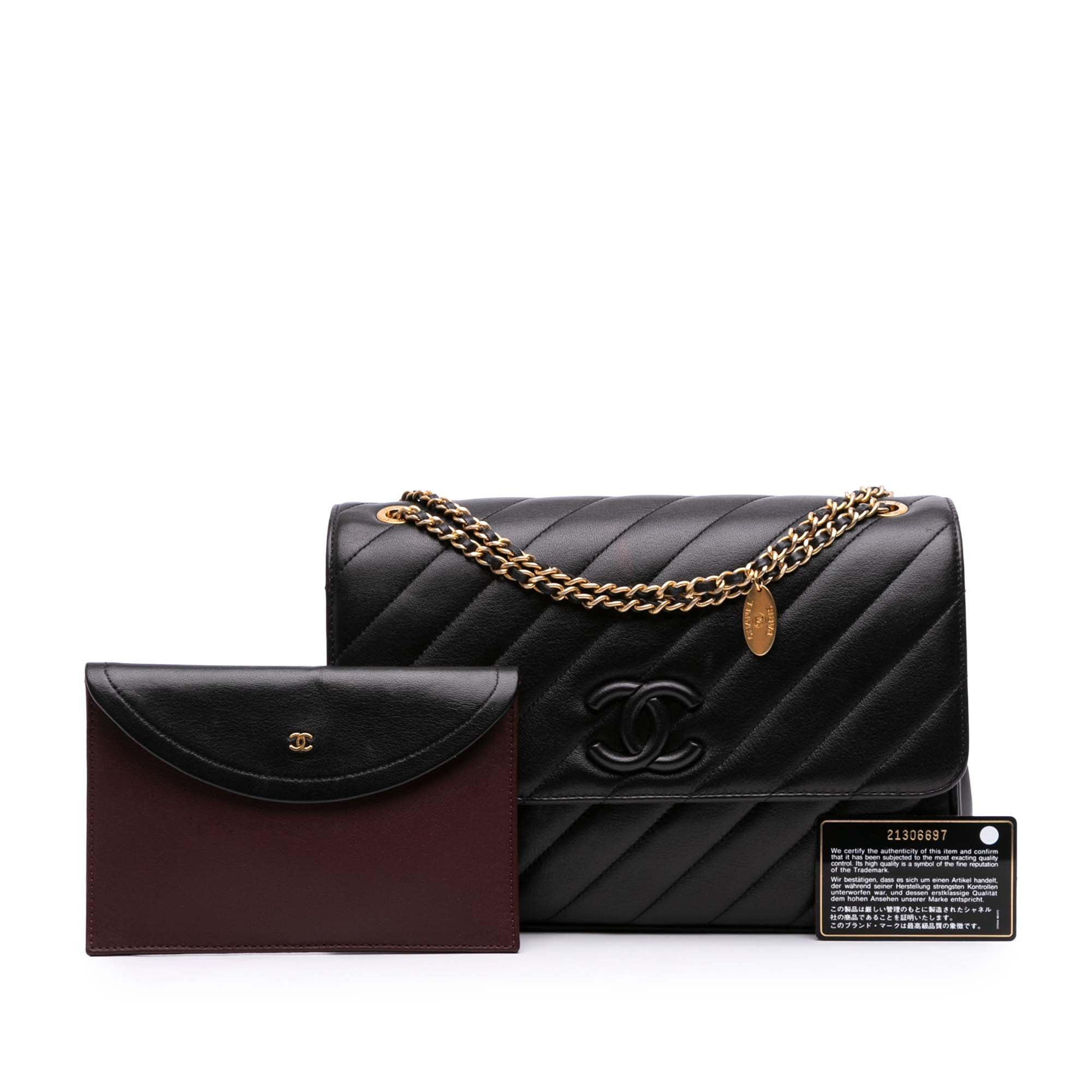 Diagonal Quilted Lambskin CC Signature Flap