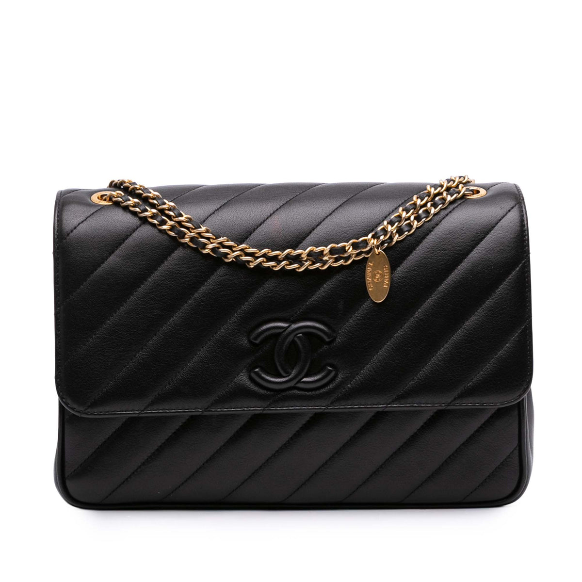Diagonal Quilted Lambskin CC Signature Flap