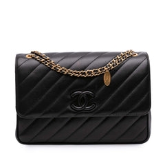 Diagonal Quilted Lambskin CC Signature Flap