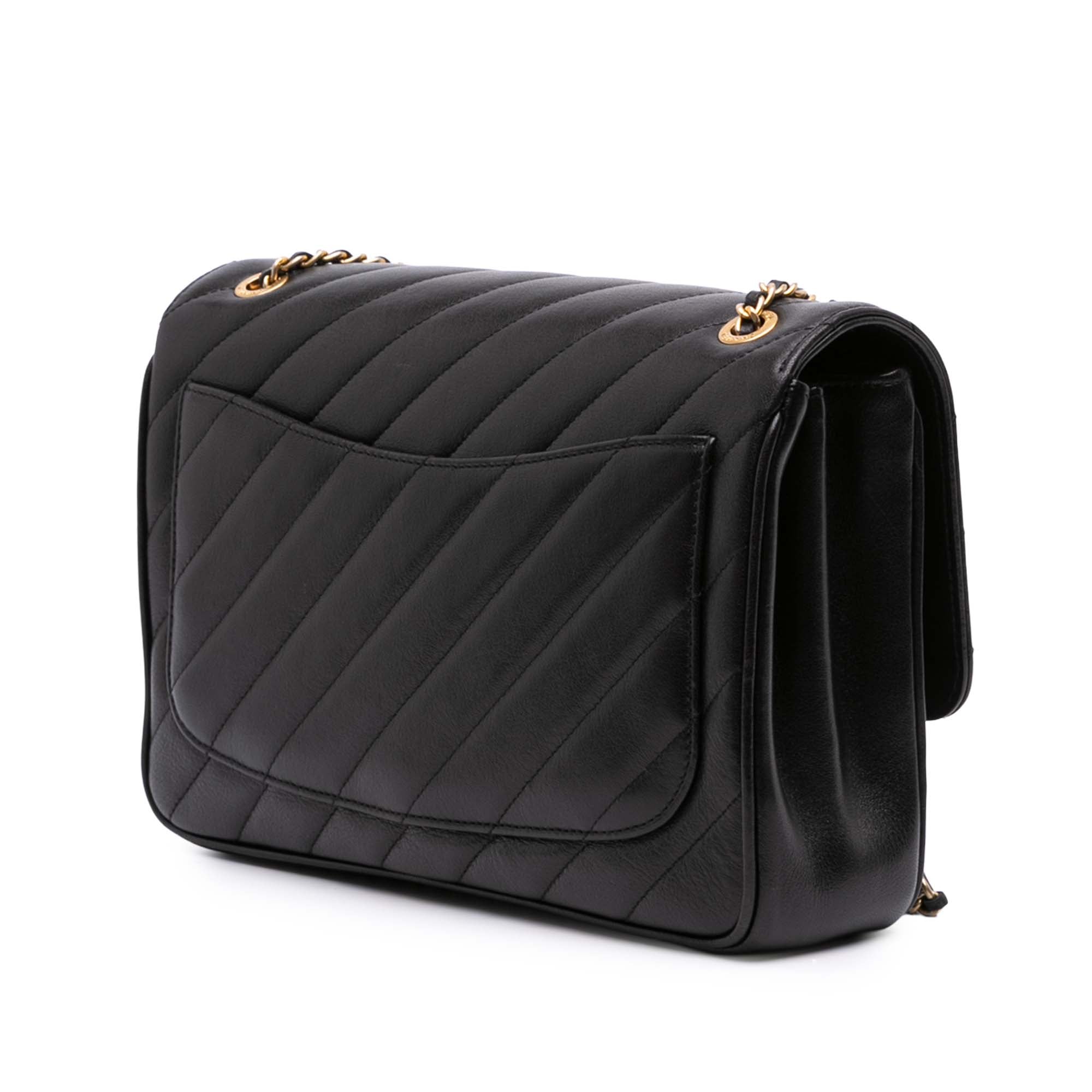 Diagonal Quilted Lambskin CC Signature Flap