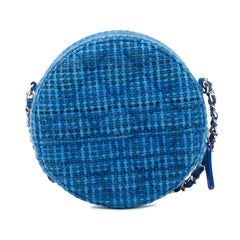 Quilted Tweed Round Clutch With Chain