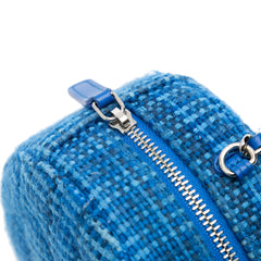 Quilted Tweed Round Clutch With Chain